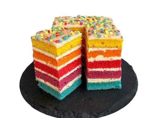 Verwen regenboog taartje